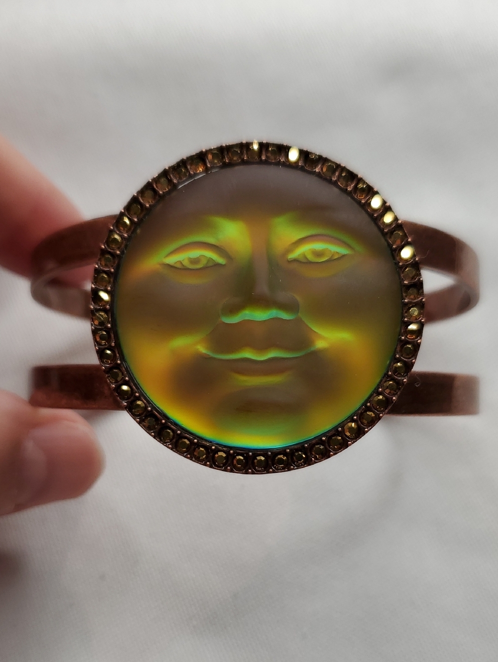 Kirks Folly Iridescent Green Moon Face Cuff Bracelet - Women Jewelry